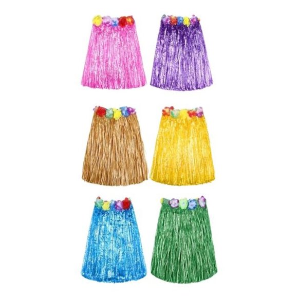 Pair of Adult Costume Plastic flower decorated Hula Skirts w/velcro- 2 Colors, - Picture 13 of 13